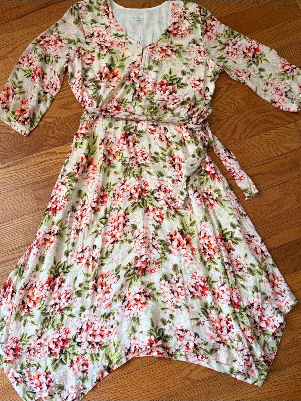 NWT J. Jill Pebble Hydrangea Floral Tie Waist Midi Dress MP Cottagecore Wedding